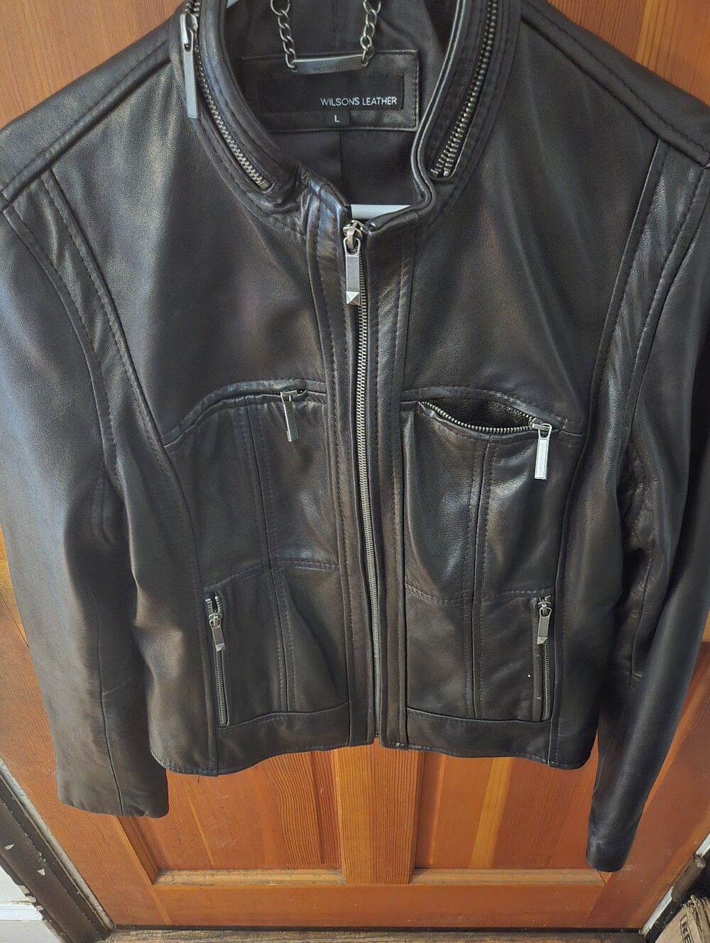 Wilsons Leather Black Women's Leather Zip-Front Jacket